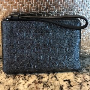 NWT Black Glitter Coach Wristlet